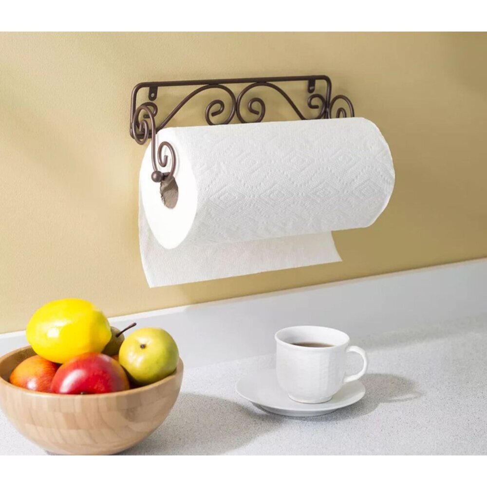Home Basics Scroll Collection Steel Wall Mounted Paper Towel Holder